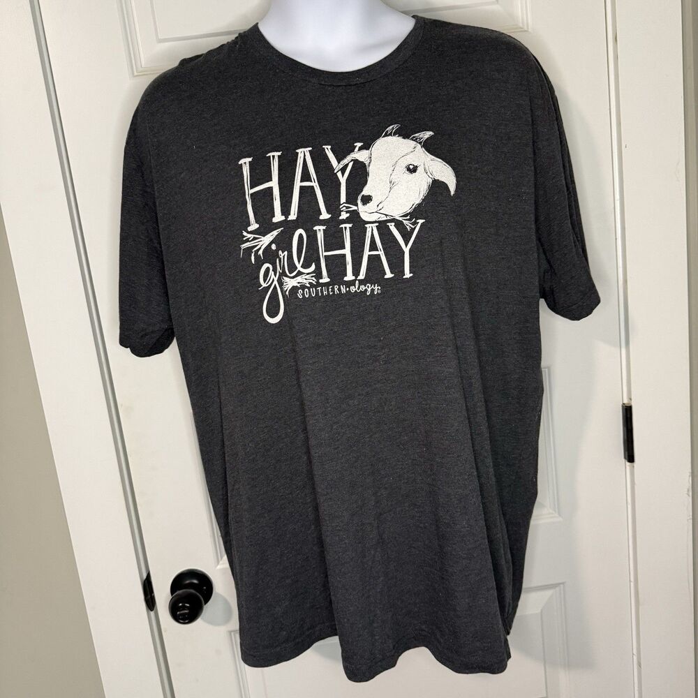 Southernology Hay Girl Hay T Shirt Charcoal Gray Graphic Goat Farm Pun Size 3X